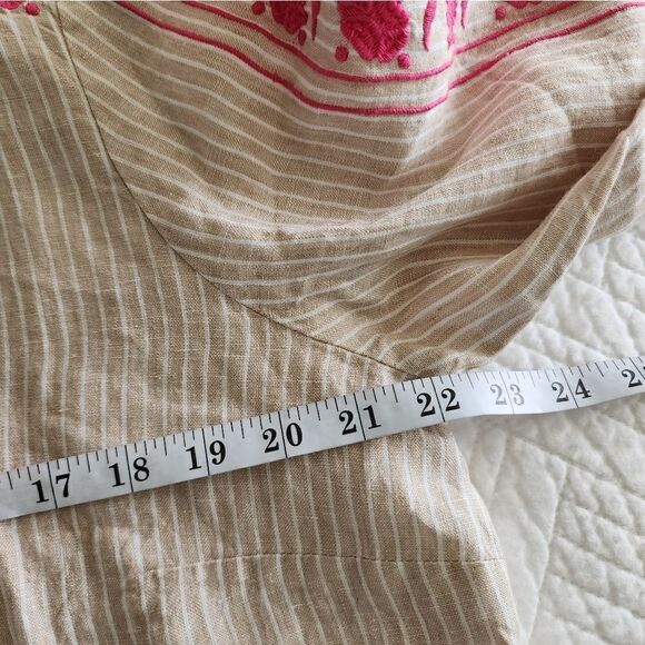 J crew linen embroidery rollup long sleeve  tunic blouse - Picture 10 of 12